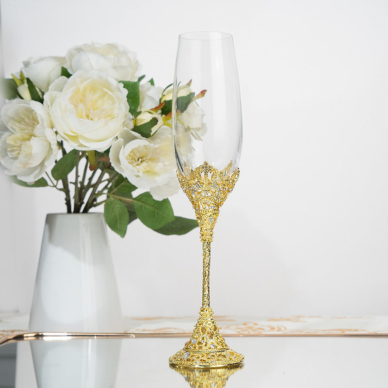 Household High Bubble Wine Cup, Vintage Senior Champagne Cup, Crystal Glass Wine Set, Gift Box