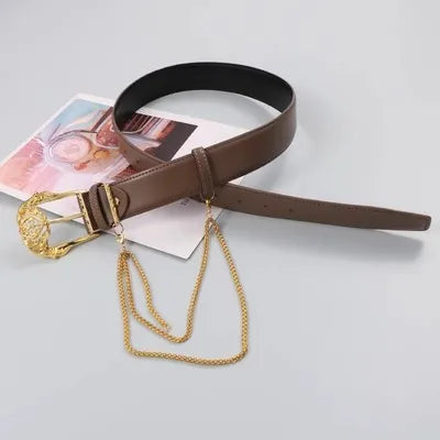 Women's Fashion Gold Buckle Genuine Leather Corset Female Cummerbund Coat Waistband Dress Decration Wide Belt