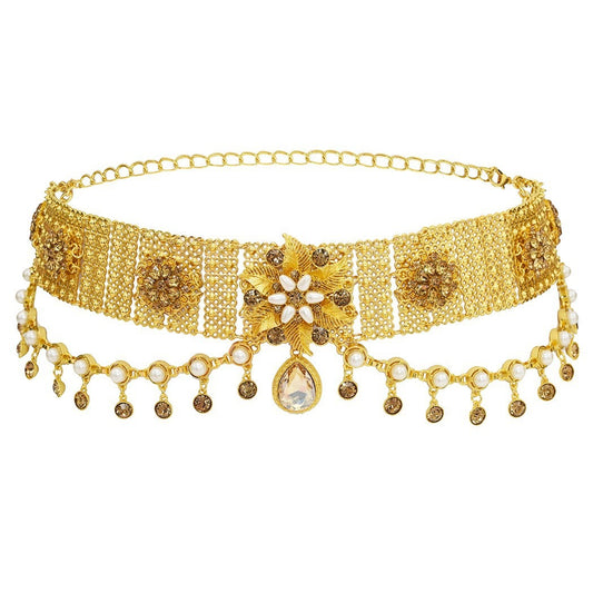 New Fashion Rhinestone Tassel Belly Dance Waist Chain Bohemian Gold Luxury Flower Body Chain
