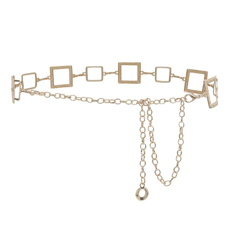 New Ins Style Metal Chain Decoration Jeans Chain Fashion Women's European and American Inlaid Pendant Paired with Waist Chain Thin