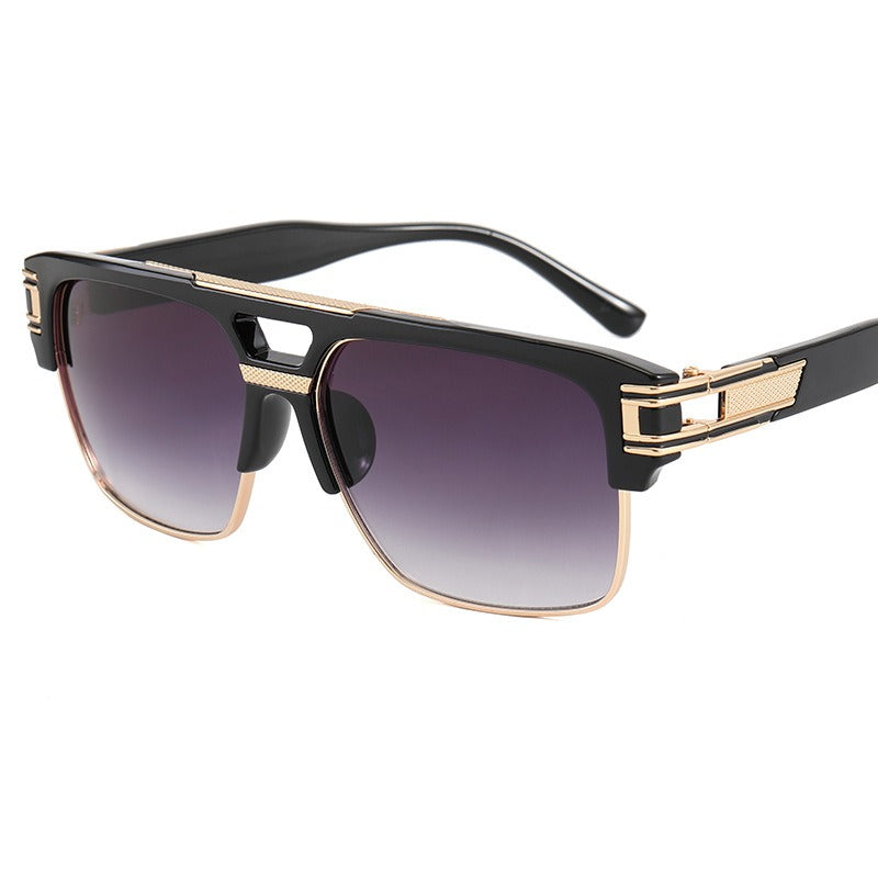 Fashionable sunglasses, transparent frame glasses, men's and women's retro box sunglasses, blue sunglasses