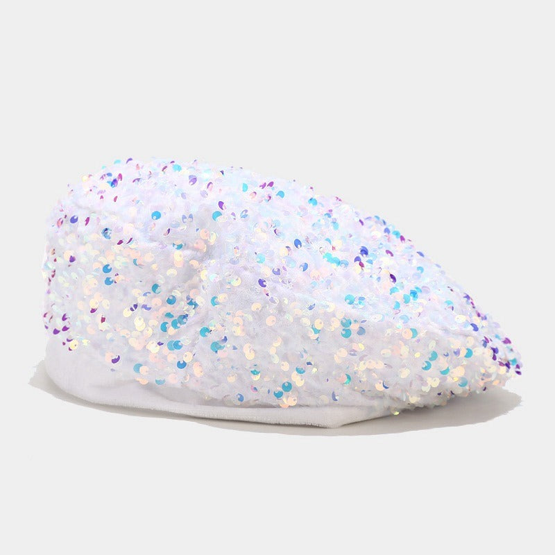 Sequin beret new hat children's fashionable and personalized pumpkin hat