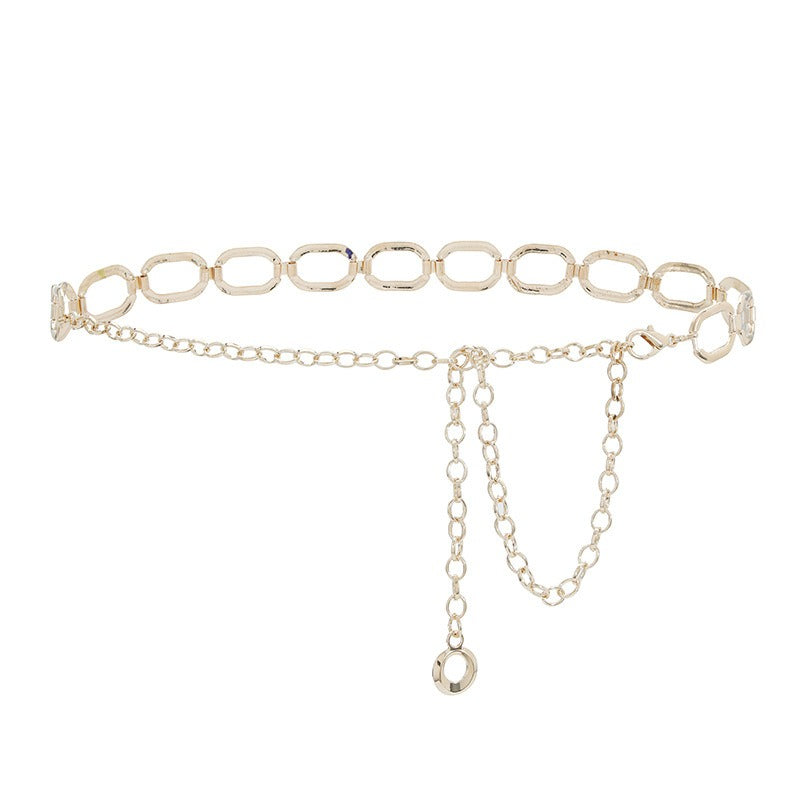 New Ins Style Metal Chain Decoration Jeans Chain Fashion Women's European and American Inlaid Pendant Paired with Waist Chain Thin