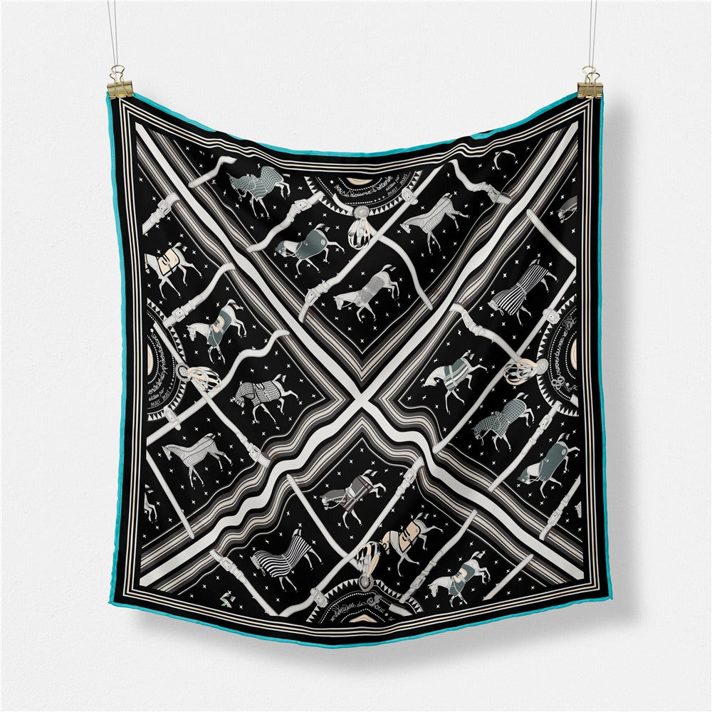Checkered warhorse women's decorative small square scarves, small scarves, silk scarves in stock scarves