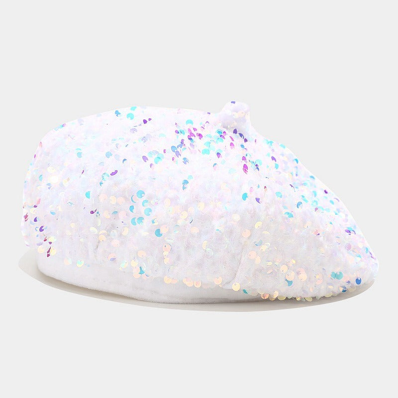Sequin beret new hat children's fashionable and personalized pumpkin hat