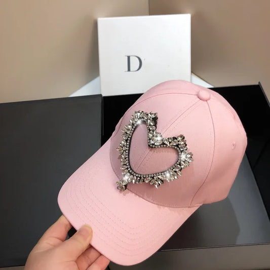 Spring Cotton Baseball Snapbacks Caps Luxury  Heart Shape Unisex Solid Color Sun Hat Outdoor Bones Adjustable