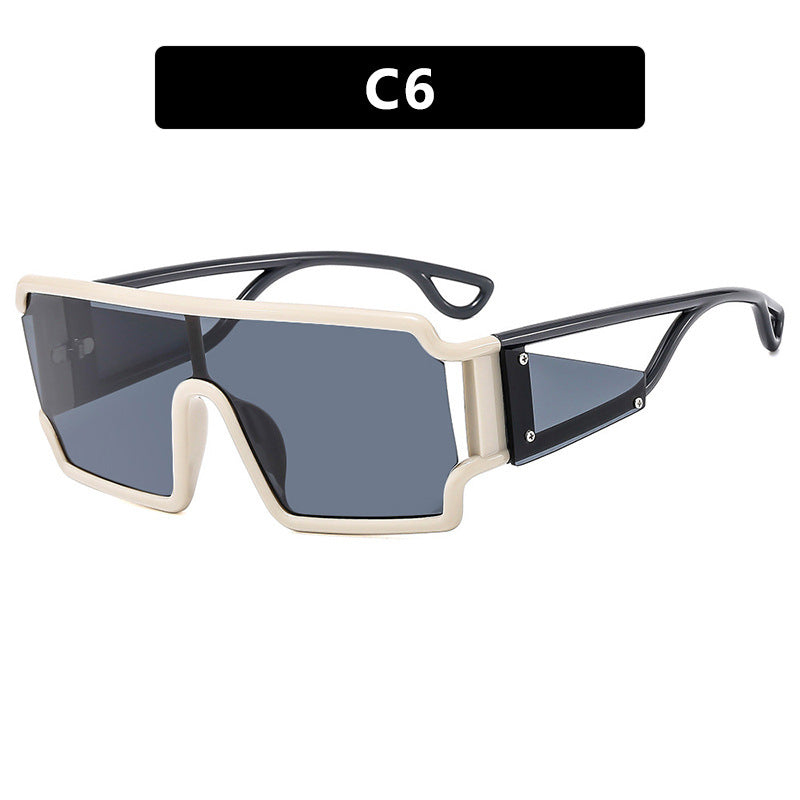 Square connected sunglasses with hollowed out avant-garde personality Instagram popular fashion street photography futuristic sunglasses