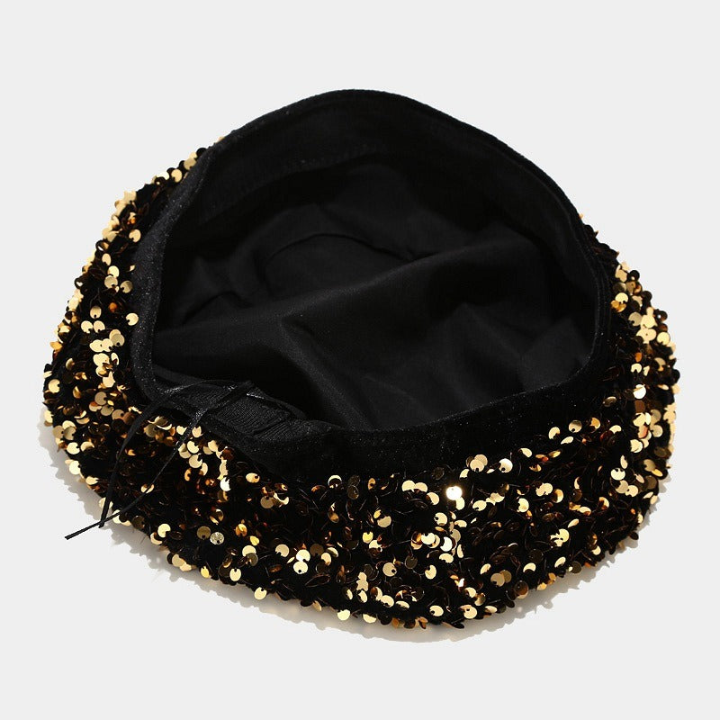 Sequin beret new hat children's fashionable and personalized pumpkin hat