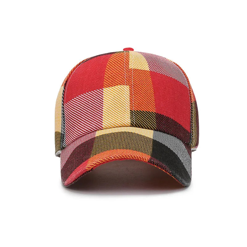 Large grid sun hat sunshade hat men's and women's windproof hat colorful and fashionable