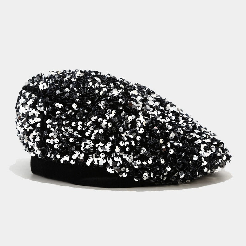 Sequin beret new hat children's fashionable and personalized pumpkin hat