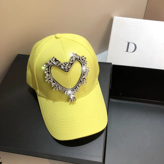 Spring Cotton Baseball Snapbacks Caps Luxury  Heart Shape Unisex Solid Color Sun Hat Outdoor Bones Adjustable