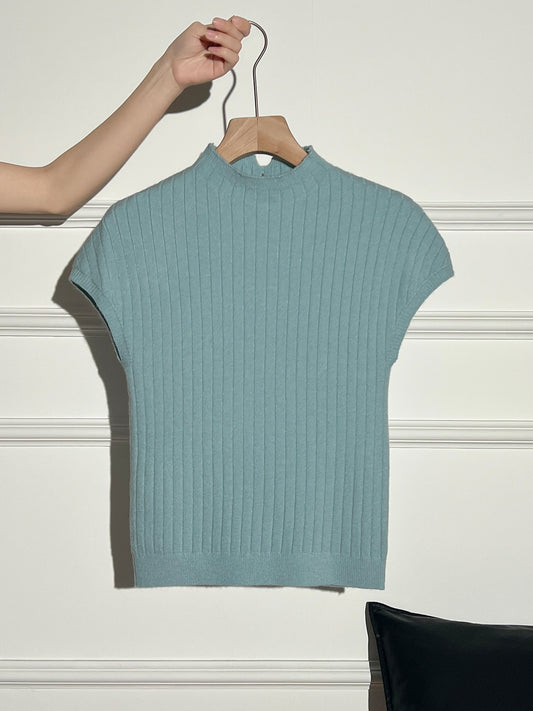 Short Sleeve Knit T-Shirt for Women, Slim Fit Sweet Style Summer Top
