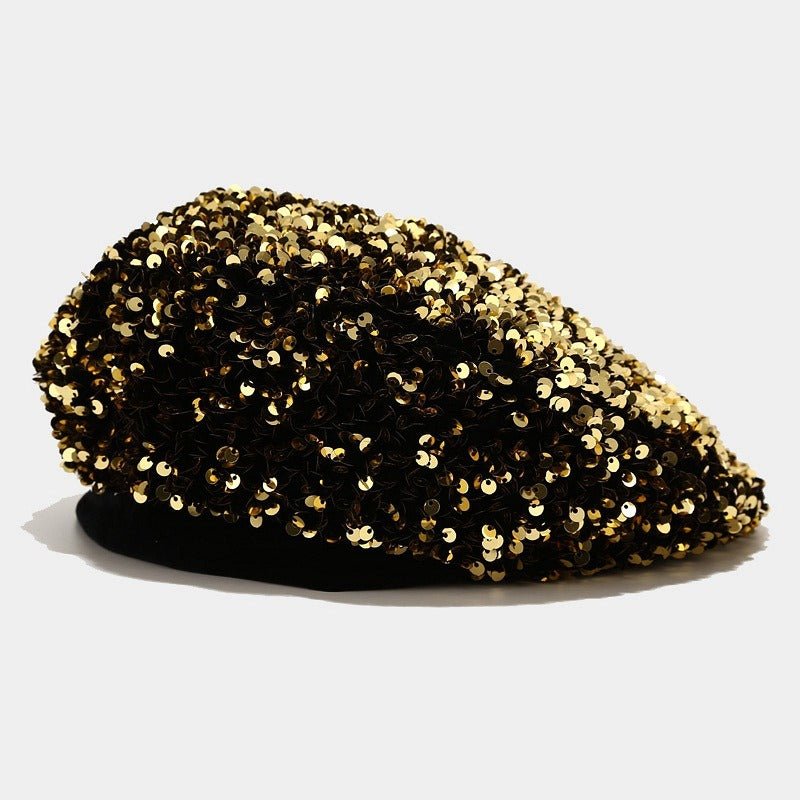 Sequin beret new hat children's fashionable and personalized pumpkin hat