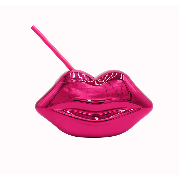 Lip Shaped Plated Plastic Creative Holiday Shaped Retro Sippy Cup Drink Cup