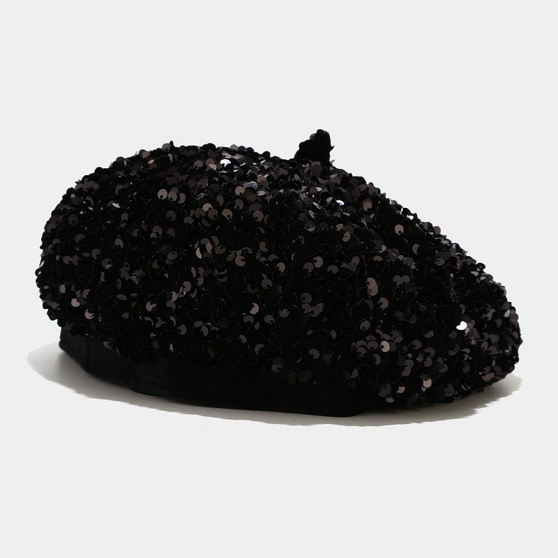 Sequin beret new hat children's fashionable and personalized pumpkin hat