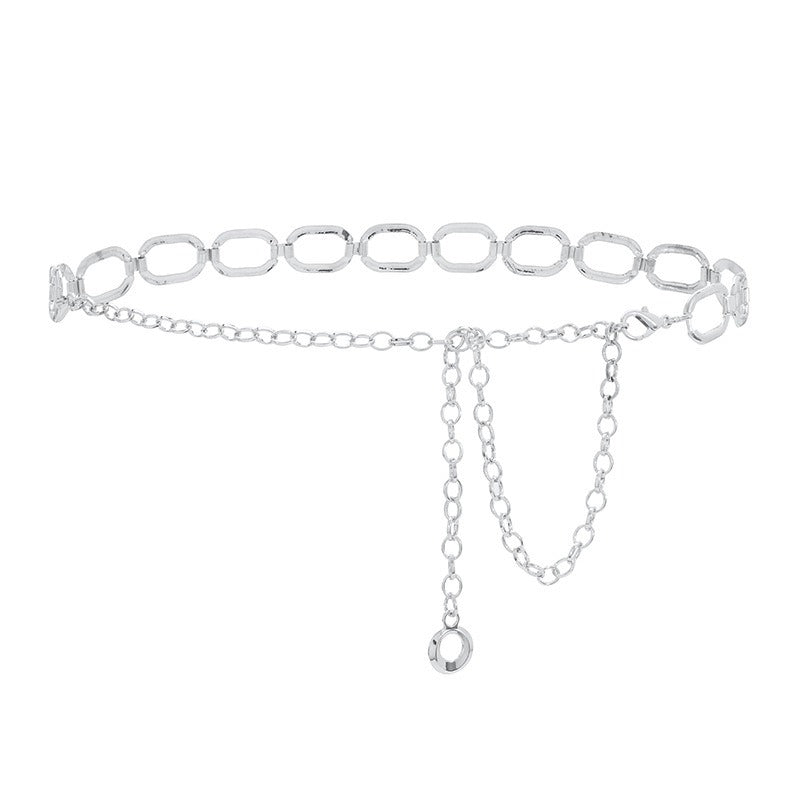 New Ins Style Metal Chain Decoration Jeans Chain Fashion Women's European and American Inlaid Pendant Paired with Waist Chain Thin