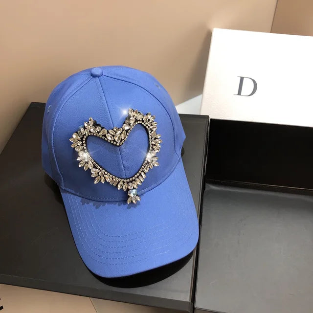 Spring Cotton Baseball Snapbacks Caps Luxury  Heart Shape Unisex Solid Color Sun Hat Outdoor Bones Adjustable