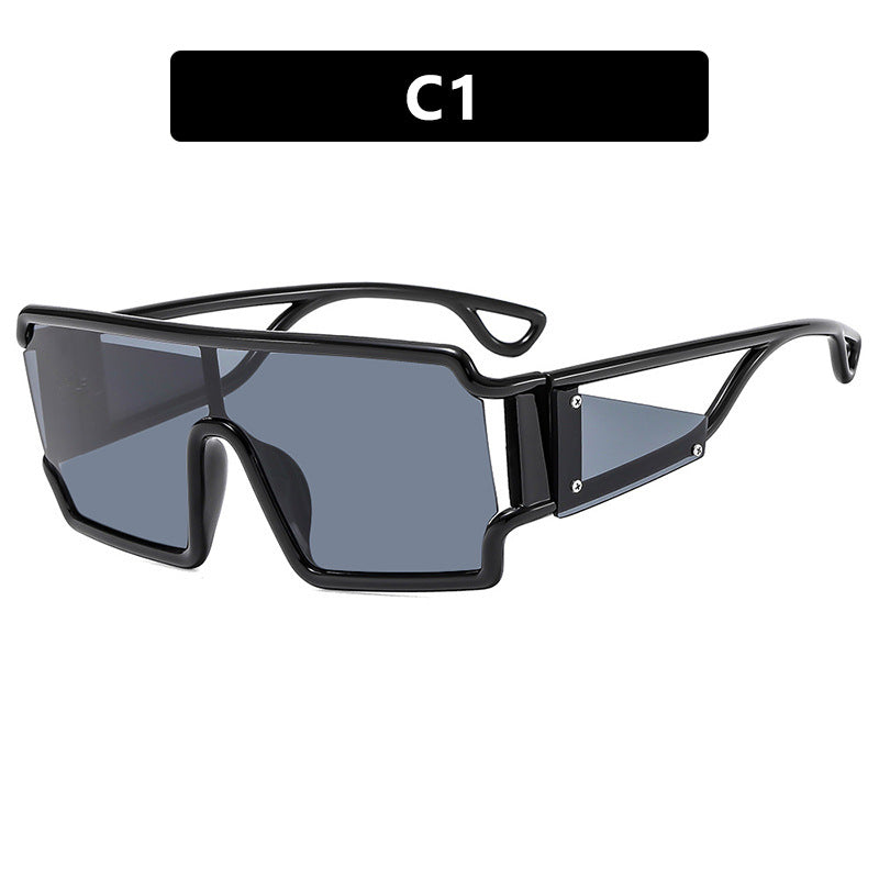 Square connected sunglasses with hollowed out avant-garde personality Instagram popular fashion street photography futuristic sunglasses