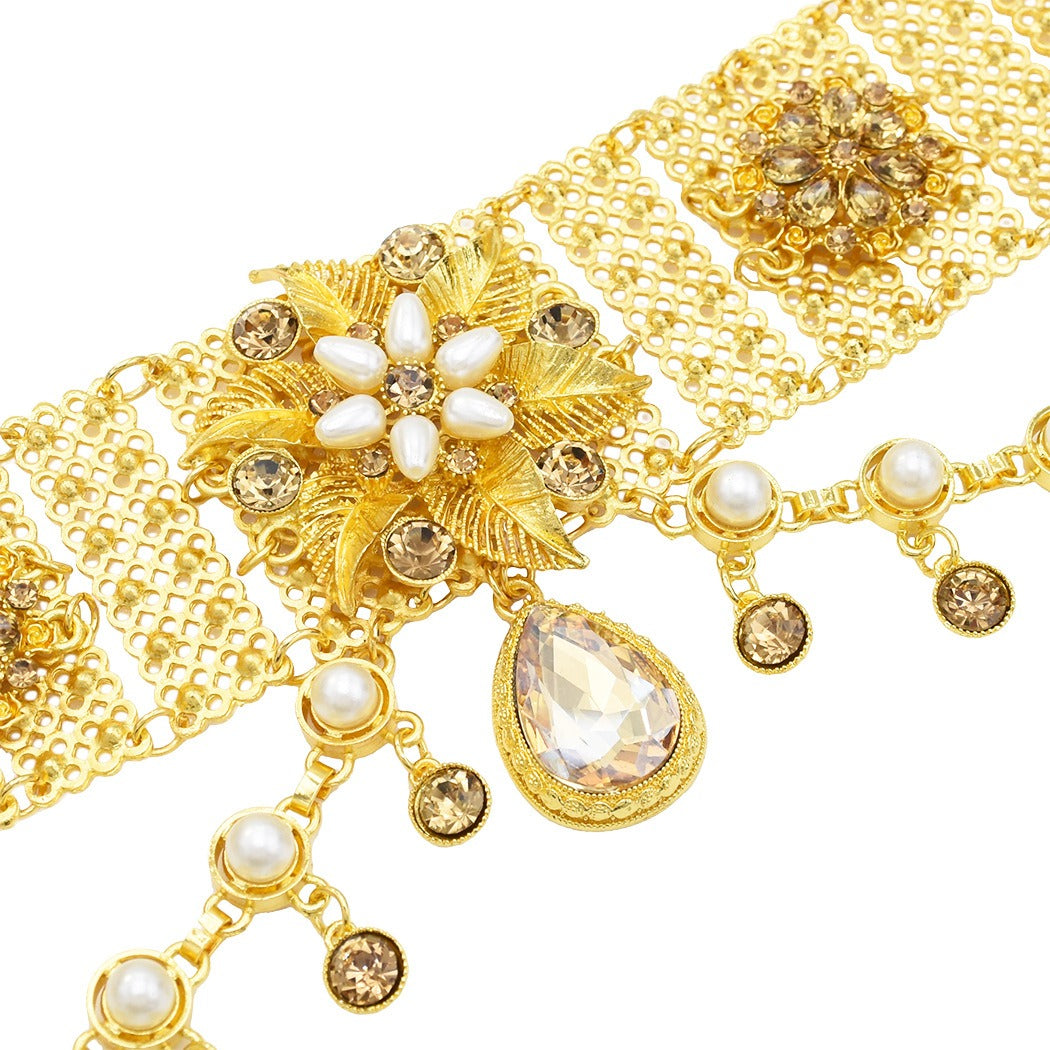 New Fashion Rhinestone Tassel Belly Dance Waist Chain Bohemian Gold Luxury Flower Body Chain