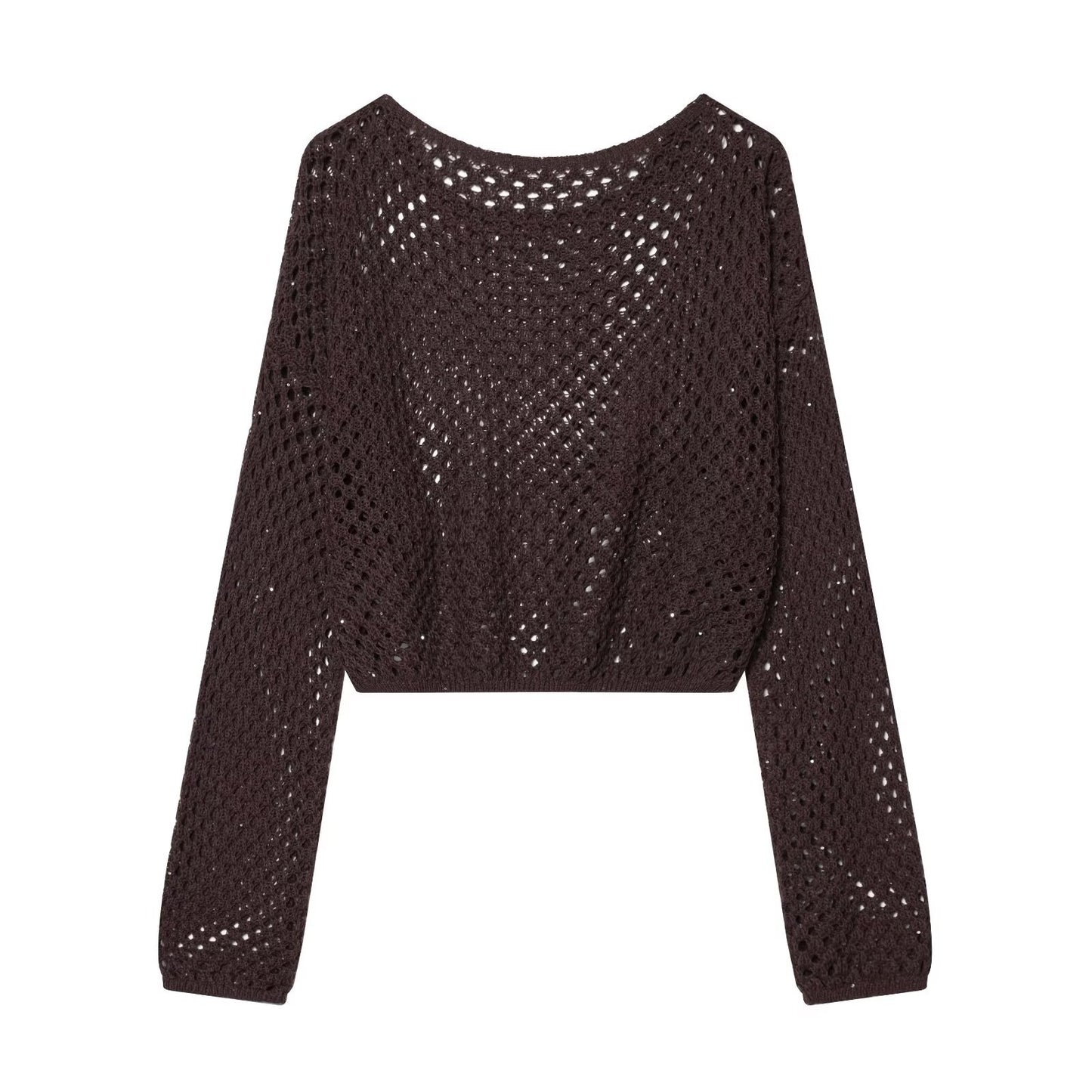 Spicy girl sequin hollow out short long sleeved knitted sweater