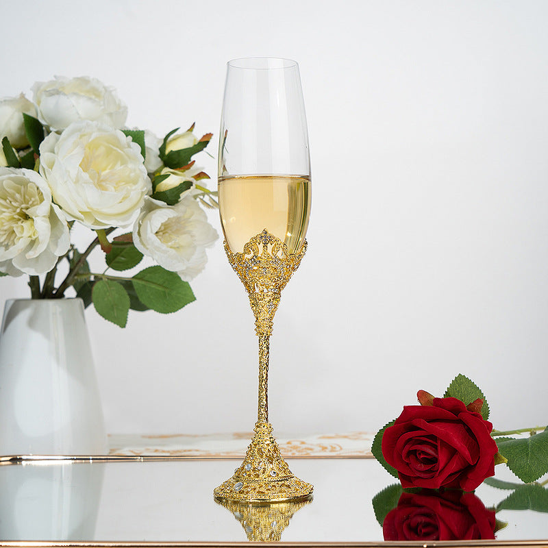 Household High Bubble Wine Cup, Vintage Senior Champagne Cup, Crystal Glass Wine Set, Gift Box