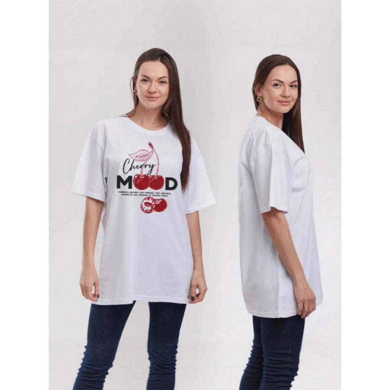 Cherry print short sleeved t-shirt