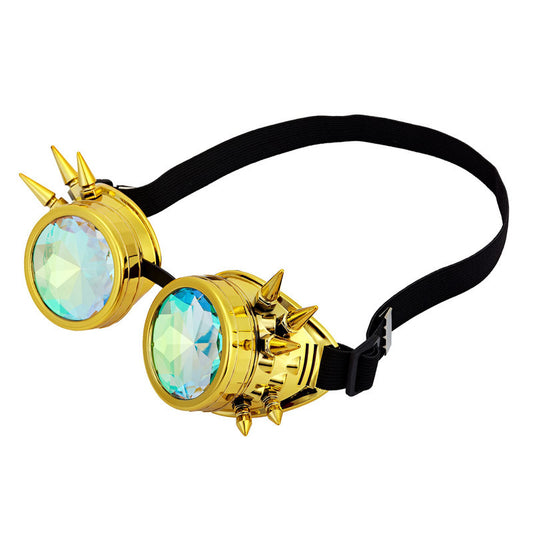 New LiuDingSteampunk Gothic Retro Colorful Kaleidoscope Glasses 3D Windshields Cosplay Goggles