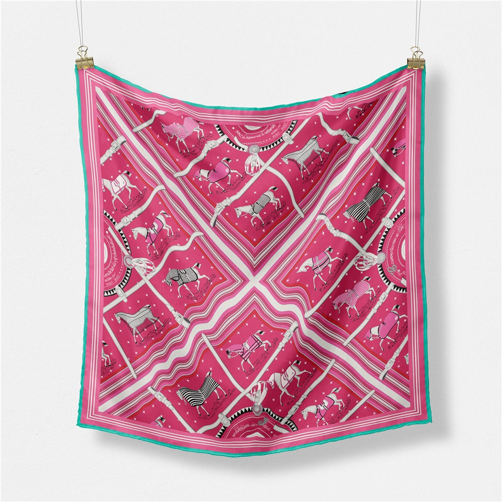 Checkered warhorse women's decorative small square scarves, small scarves, silk scarves in stock scarves