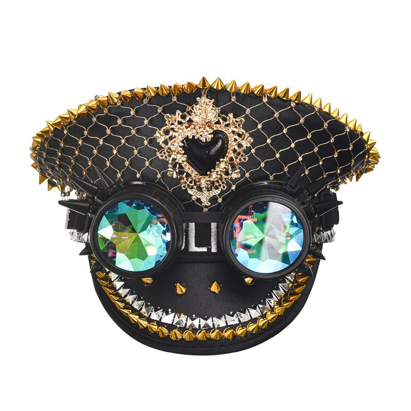 Sequin top hat large brim hat men's and women's jazz hat stage hat diamond inlaid big cap