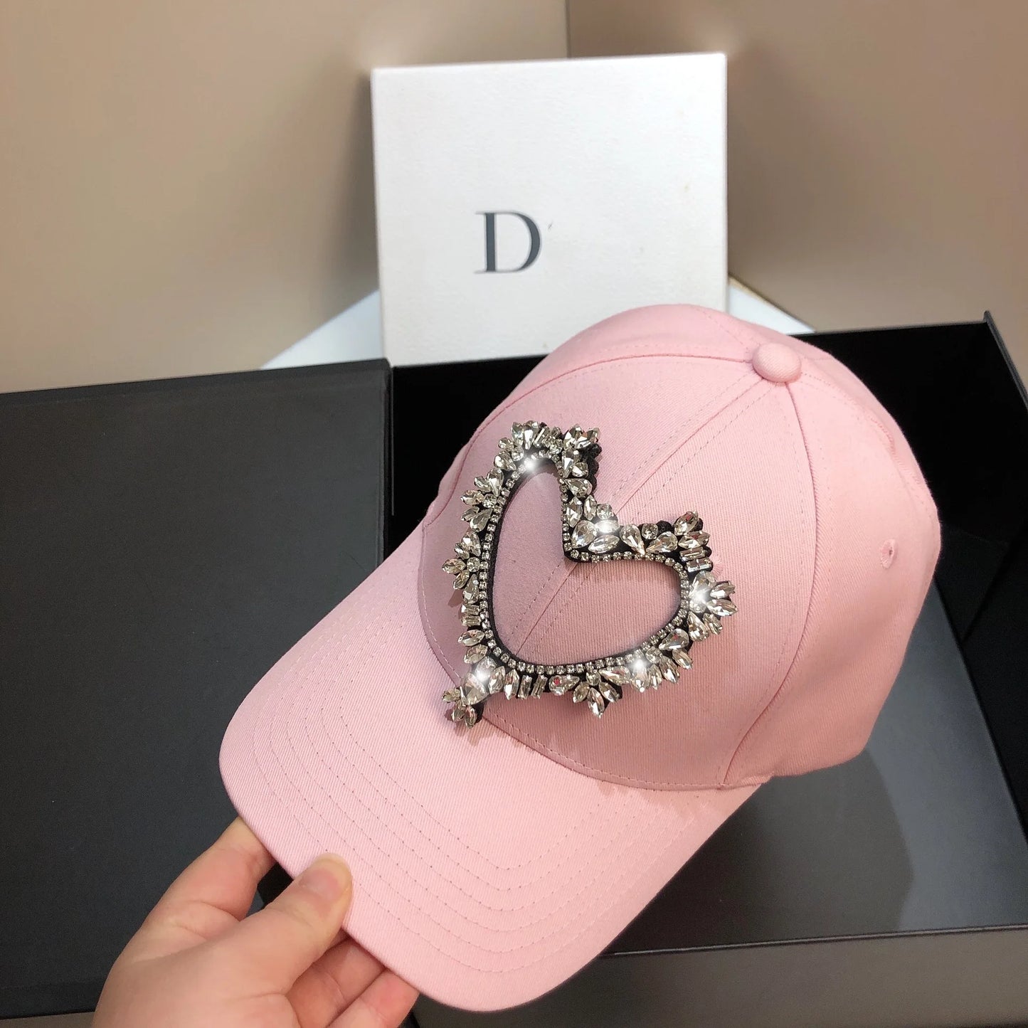 Spring Cotton Baseball Snapbacks Caps Luxury  Heart Shape Unisex Solid Color Sun Hat Outdoor Bones Adjustable