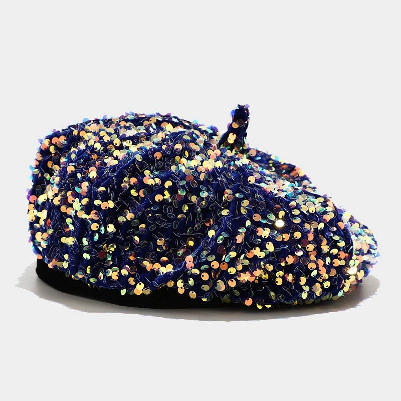 Sequin beret new hat children's fashionable and personalized pumpkin hat